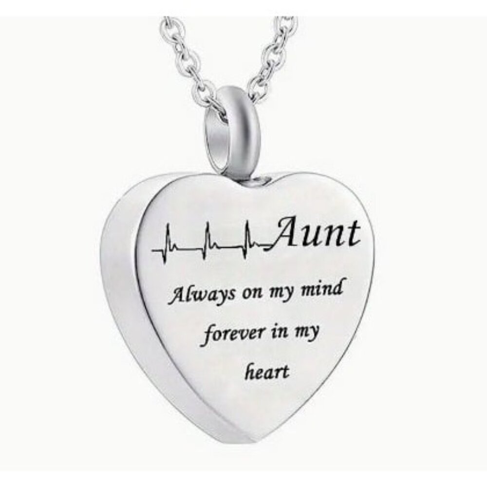 Aunt Memory Heart Cremation Urn Pendant Necklace For Ashes